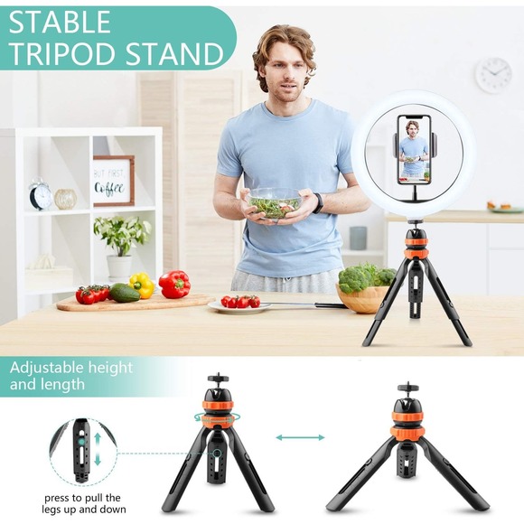 NIB-Ring Light 10in  LED Selfie Ring Light with Tripod & Wireless Remote Control - Picture 5 of 11